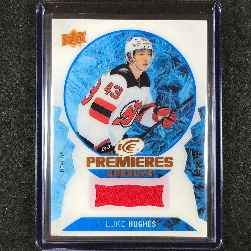 2023-24 UD Ice Hockey LUKE HUGHES Ice Premiers Rookie Jersey Relic #LH