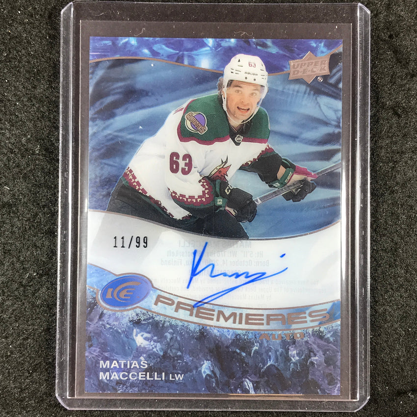 2023-24 UD Ice Hockey MATIAS MACCELLI 22-23 Update Ice Premiers Auto 11/99