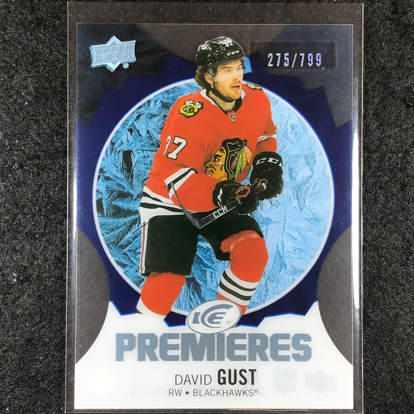 2023-24 UD Ice Hockey DAVID GUST Ice Premiers Rookie Blue /799 #159