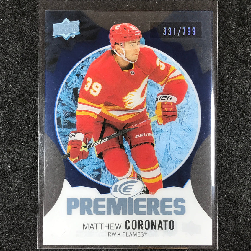2023-24 UD Ice Hockey MATTHEW CORONATO Ice Premiers Rookie Blue /799 #227