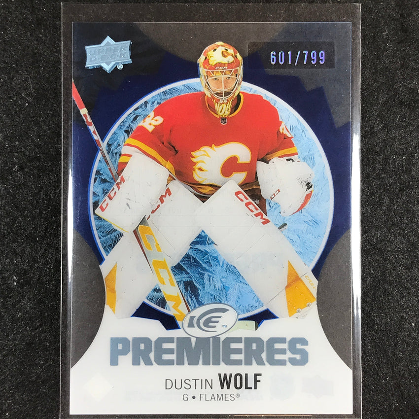 2023-24 UD Ice Hockey DUSTIN WOLF Ice Premiers Rookie Blue /799 #237