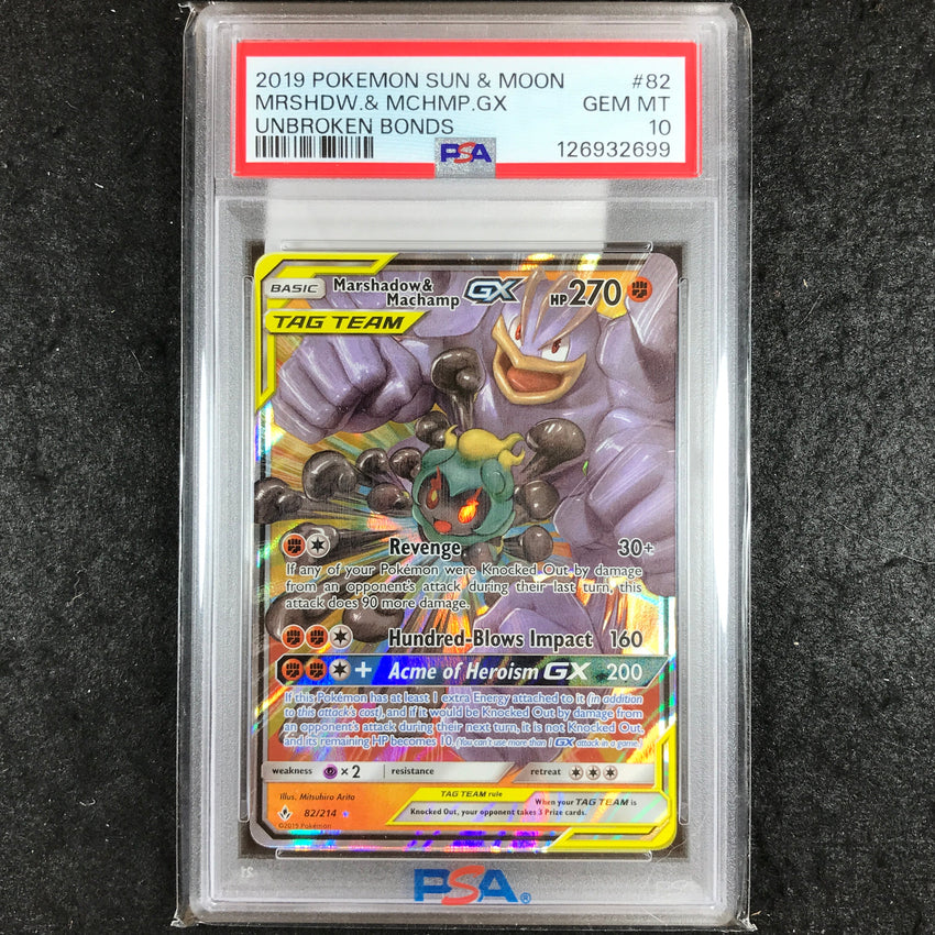 PSA 10 Marshadow & Machamp GX - 82/214 - Unbroken Bonds 699