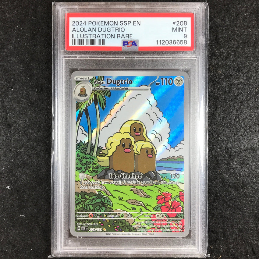 PSA 9 Alolan Dugtrio - 208/191 - Illustration Rare Surging Sparks 658
