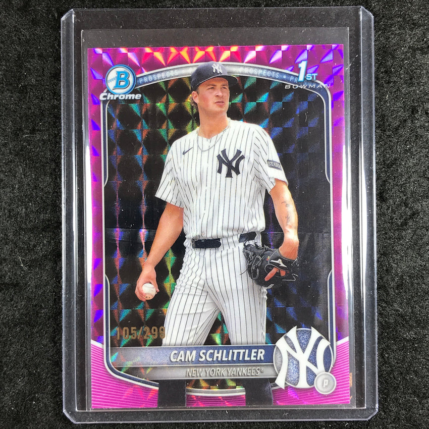 2025 Bowman Chrome CAM SCHLITTLER Prospect 1st Bowman Fuchsia Geometric 105/299