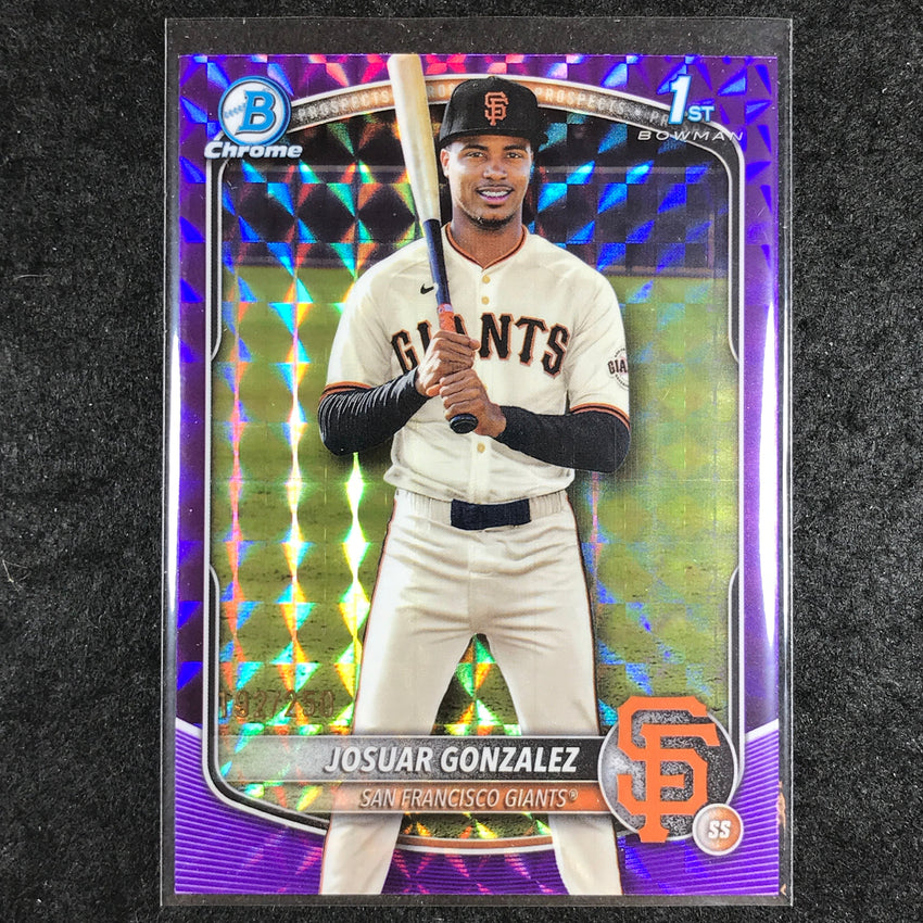 2025 Bowman Chrome JOSUAR GONZALEZ Prospect 1st Bowman Purple Geometric 192/250