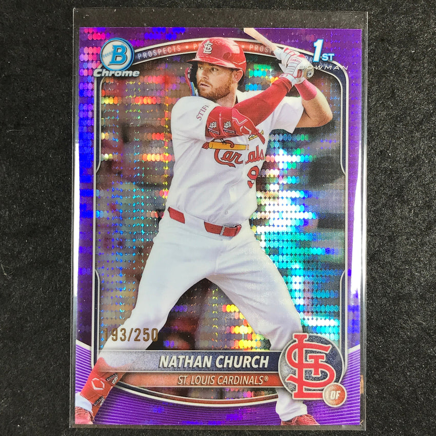 2025 Bowman Chrome NATHAN CHURCH Prospect 1st Bowman Purple Pulsar 193/250 #192