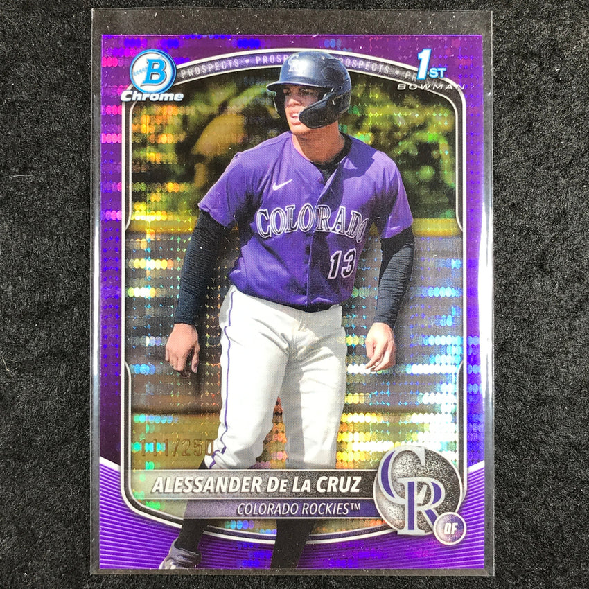 2025 Bowman Chrome ALESSANDER DE LA CRUZ Prospect Purple Pulsar 111/250 #219