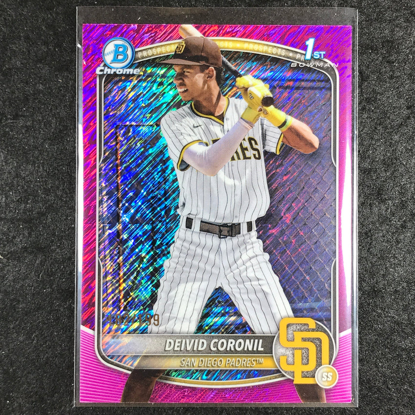 2025 Bowman Chrome DEIVID CORONIL Prospect 1st Bowman Fuchsia Shimmer 182/199