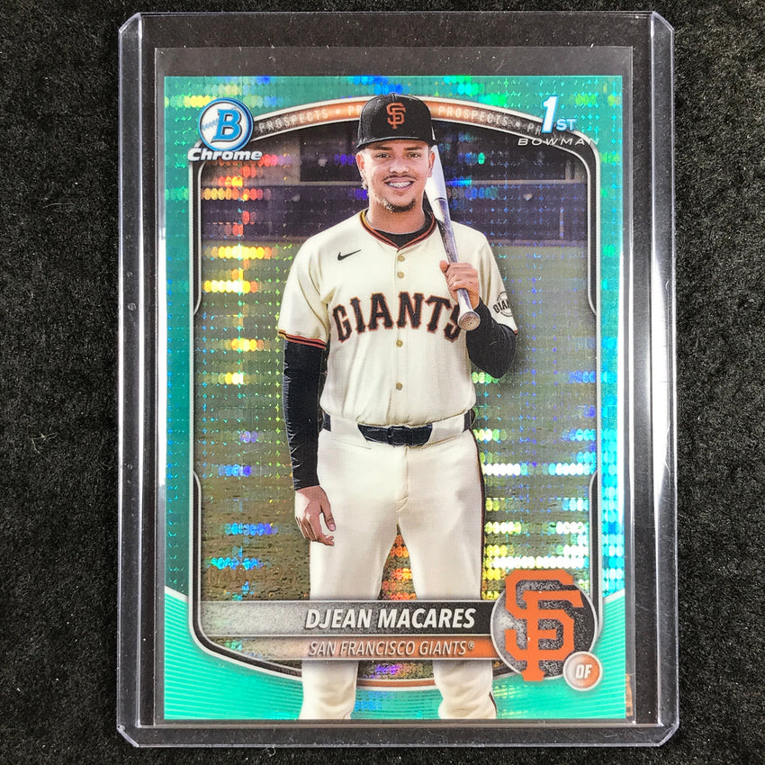 2025 Bowman Chrome DJEAN MACARES Prospect 1st Bowman Aqua Pulsar 49/125 #237