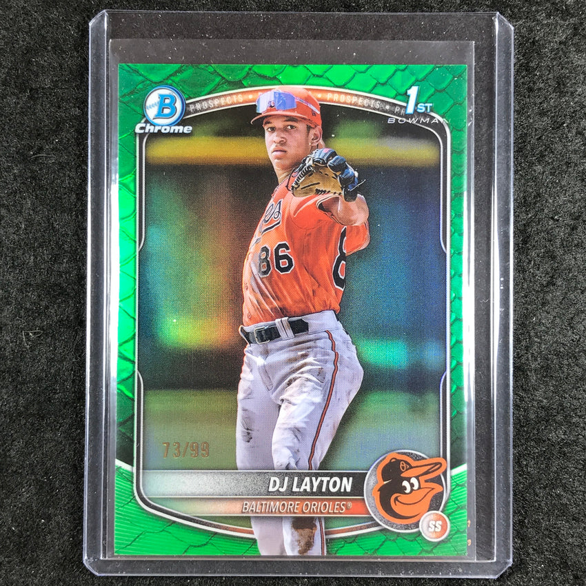 2025 Bowman Chrome DJ LAYTON Prospect 1st Bowman Reptilian Green 73/99 #252
