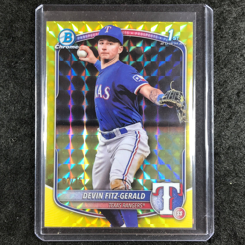 2025 Bowman Chrome DEVIN FITZ-GERALD Prospect 1st Bowman Yellow Geometric 67/75
