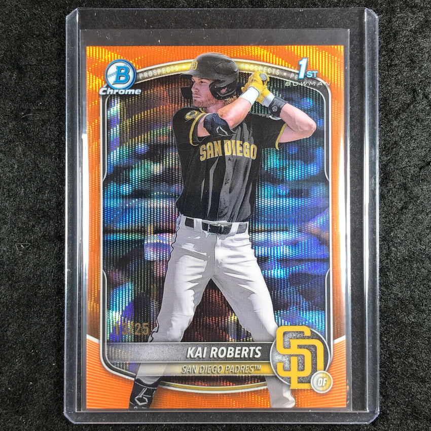 2025 Bowman Chrome KAI ROBERTS Prospect 1st Bowman Orange Wave 13/25 #182