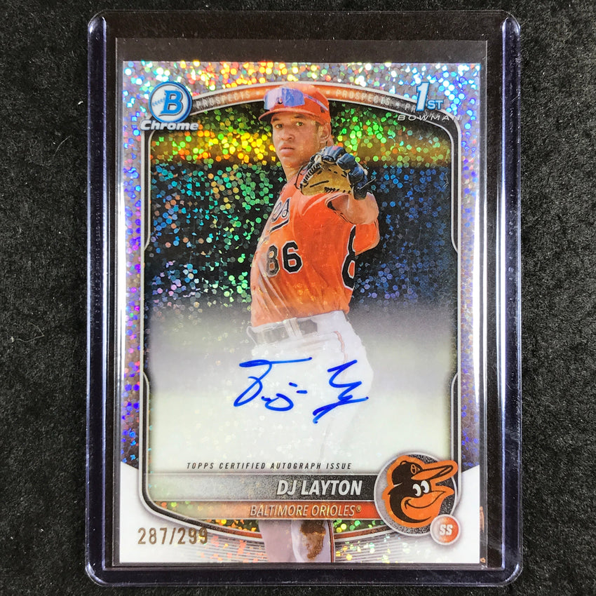 2025 Bowman Chrome DJ LAYTON Prospects 1st Bowman Auto Speckle 287/299