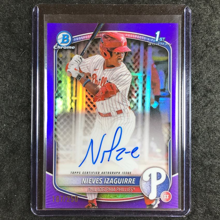2025 Bowman Chrome NIEVES IZAGUIRRE Prospects 1st Bowman Auto Purple 187/250