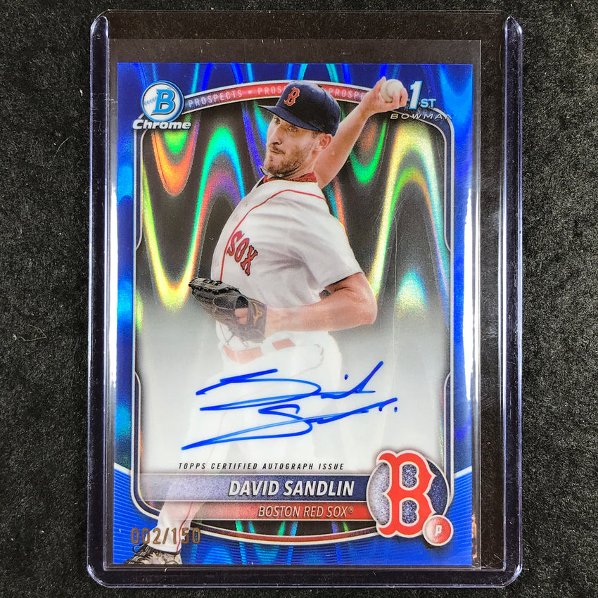 2025 Bowman Chrome DAVID SANDLIN Prospects 1st Bowman Auto Blue RayWave 2/150