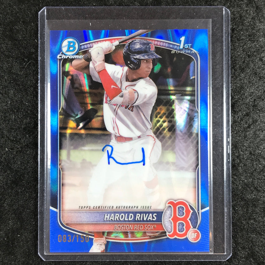 2025 Bowman Chrome HAROLD RIVAS Prospects 1st Bowman Auto Blue RayWave 83/150