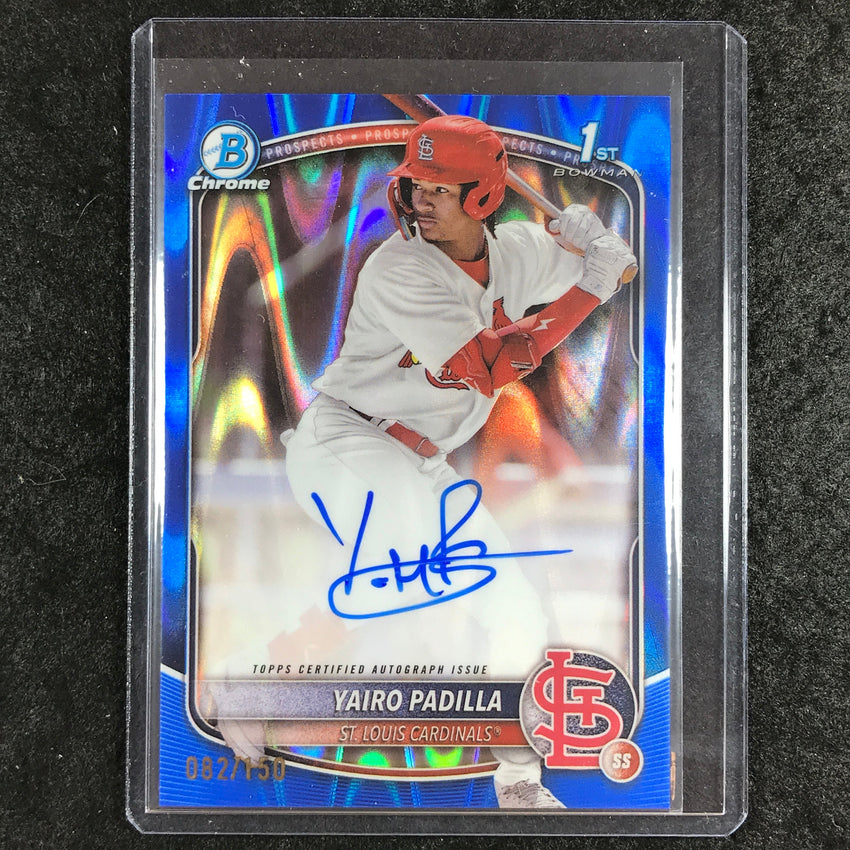 2025 Bowman Chrome YAIRO PADILLA Prospects 1st Bowman Auto Blue RayWave 82/150