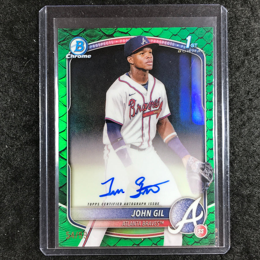 2025 Bowman Chrome JOHN GIL Prospects 1st Bowman Auto Reptilian Green 54/99