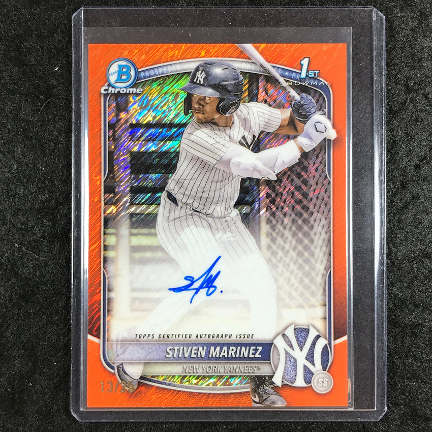 2025 Bowman Chrome STIVEN MARINEZ Prospects 1st Bowman Auto Orange Shimmer 13/25