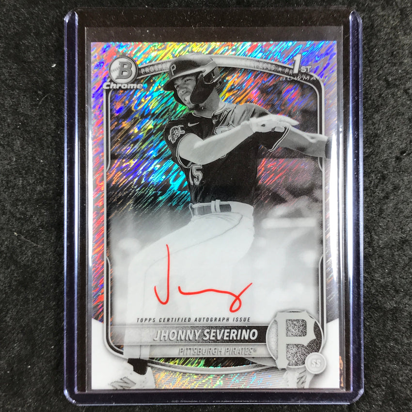 2025 Bowman Chrome JOHNNY SEVERINO Prospects Auto Black White Shimmer SP #JS
