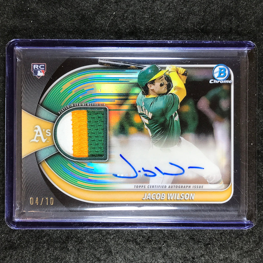 2025 Bowman Chrome JACOB WILSON Chrome Rookie Auto Relics Patch Black 4/10