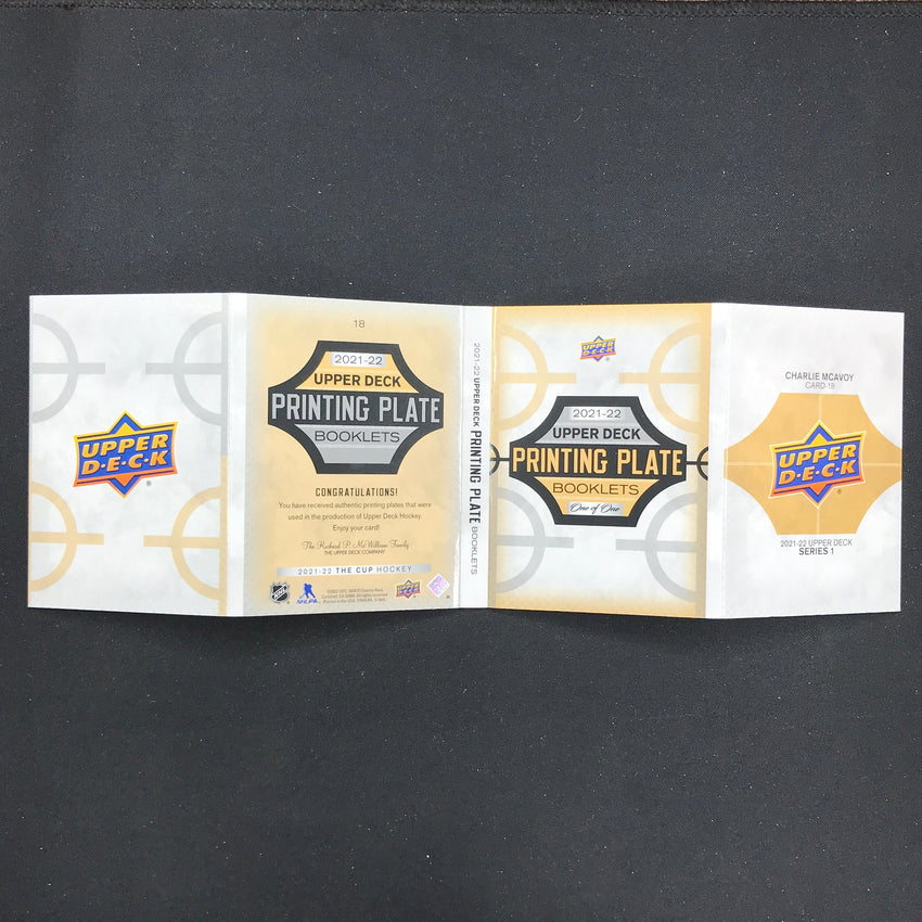 2021-22 The Cup Charlie Mcavoy Series 1 Upper Deck Printing Plate Booklet 1/1