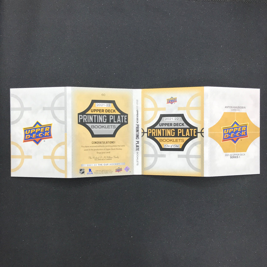 2021-22 The Cup Anton Khudobin Series 1 Upper Deck Printing Plate Booklet 1/1