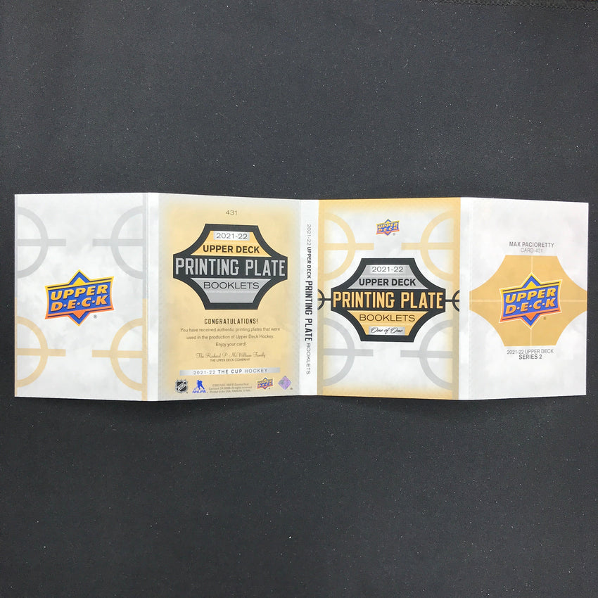 2021-22 The Cup Max Pacioretty Series 2 Upper Deck Printing Plate Booklet 1/1