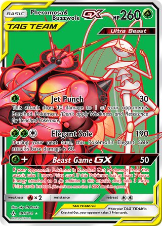 FULL ART Pheromosa & Buzzwole GX - 191/214 - Ultra Rare - Unbroken Bonds