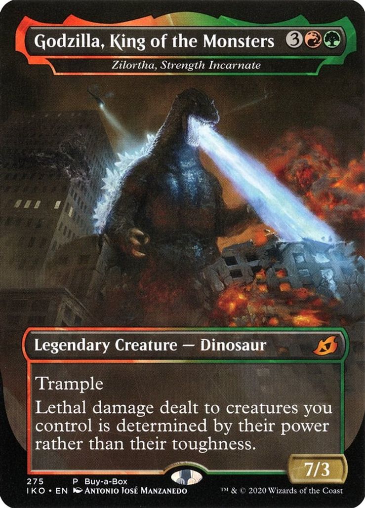 Foil Borderless Godzilla King Of The Monsters // Zilortha Strength Incarnate No 275 - Ikoria Buy-a-box Promo