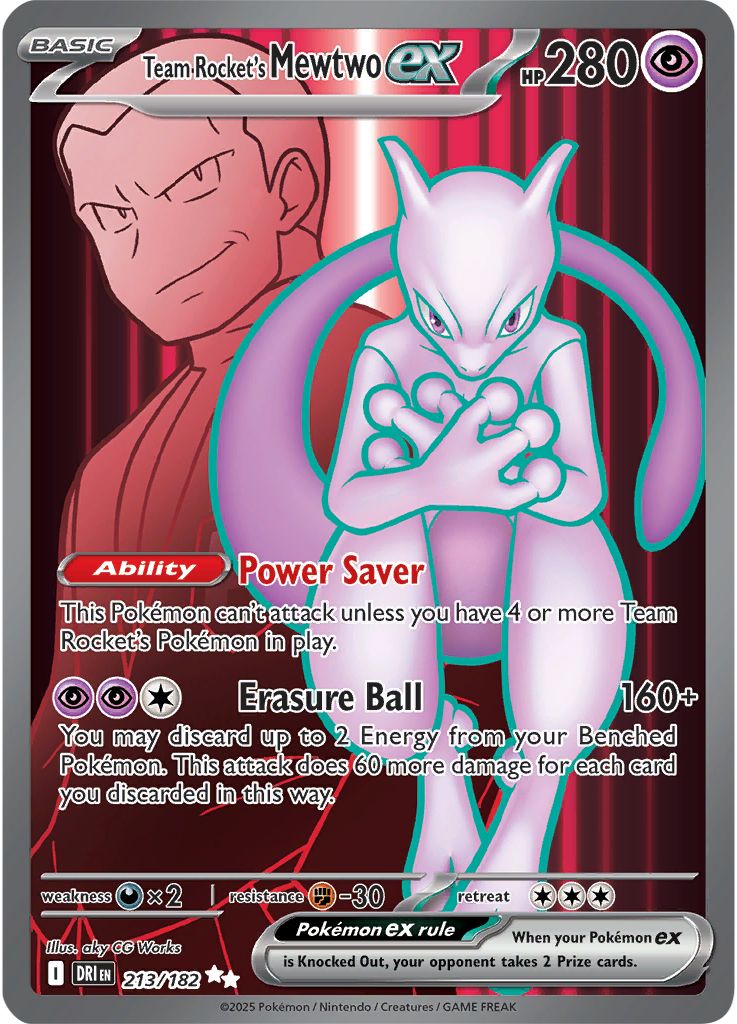 [ FULL ART ] Team Rocket's Mewtwo ex - 213/182 - Ultra Rare Pokemon Destined Rivals