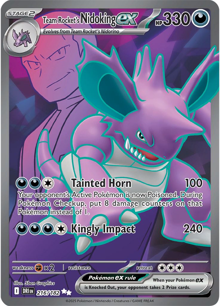 [ FULL ART ] Team Rocket's Nidoking ex - 216/182 - Ultra Rare Pokemon Destined Rivals