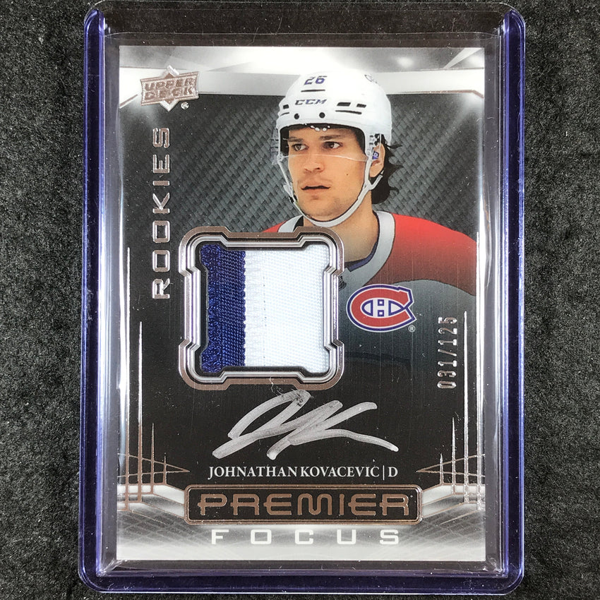 2022-23 Premier NHL JOHNATHAN KOVACEVIC Premier Focus Rookie Patch Auto 31/125