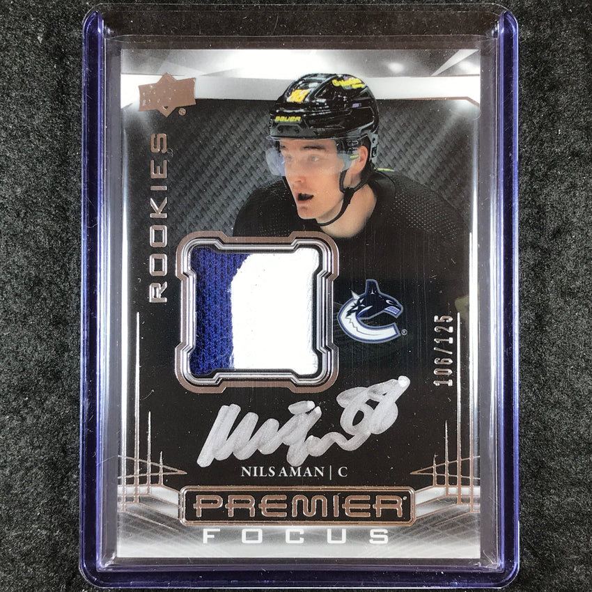 2022-23 Premier NHL NILS AMAN Premier Focus Rookie Patch Auto 106/125