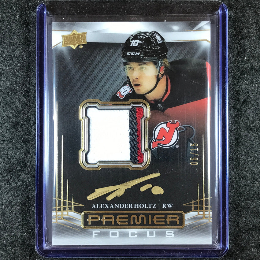 2022-23 Premier NHL ALEXANDER HOLTZ Premier Focus Patch Auto Gold 6/15