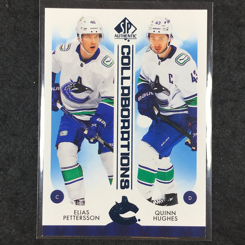 2023-24 SP Authentic NHL ELIAS PETTERSSON QUINN HUGHES Collaborations Blue #11