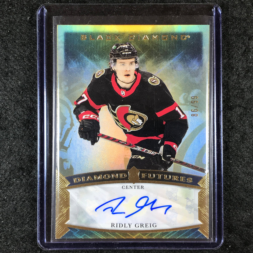 2023-24 Black Diamond NHL RIDLY GREIG Diamond Futures Rookie Auto Gold 86/99