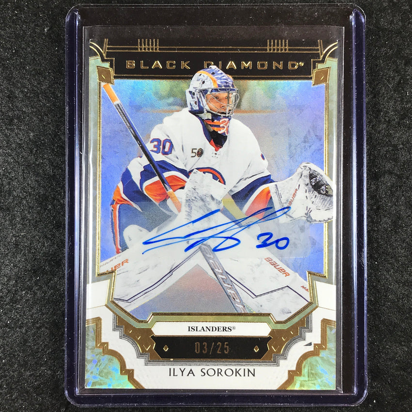 2023-24 Black Diamond NHL ILYA SOROKIN Base Pure Black Auto 3/25