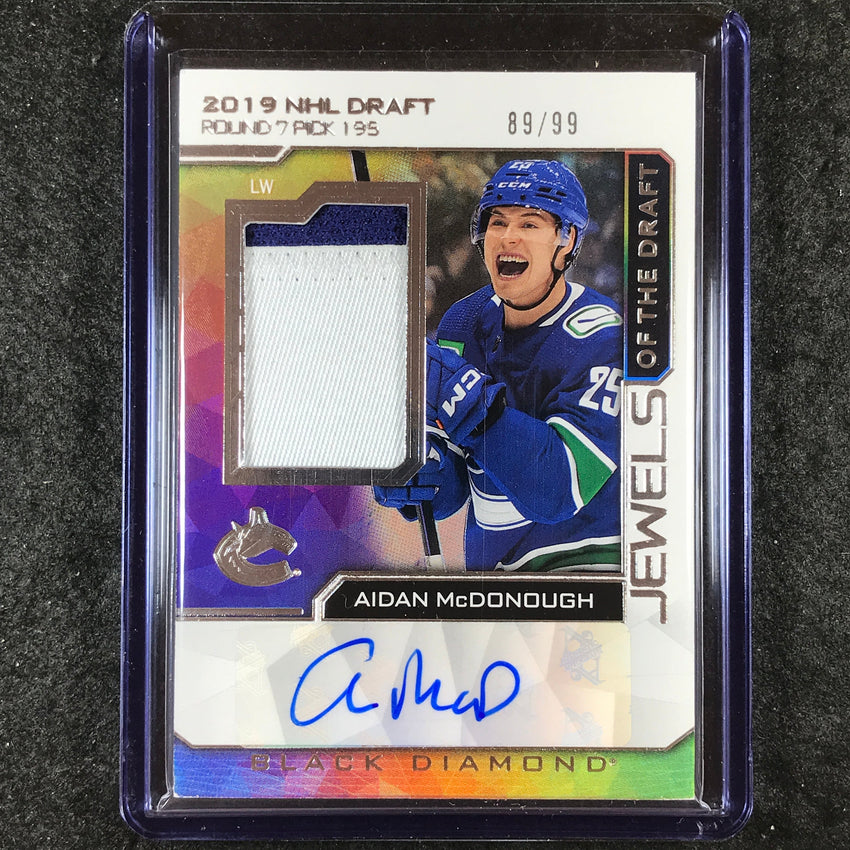 2023-24 Black Diamond NHL AIDAN MCDONOUGH Jewels Draft Rookie Patch Auto 89/99