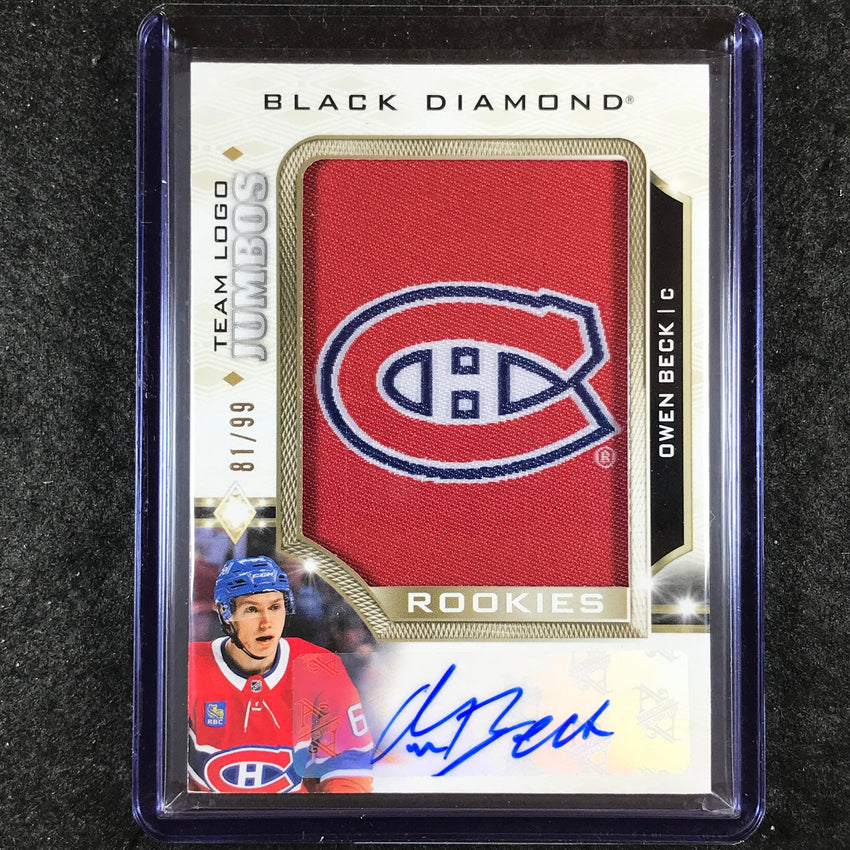 2023-24 Black Diamond NHL OWEN BECK Rookie Team Logo Jumbo Patch Auto 81/99