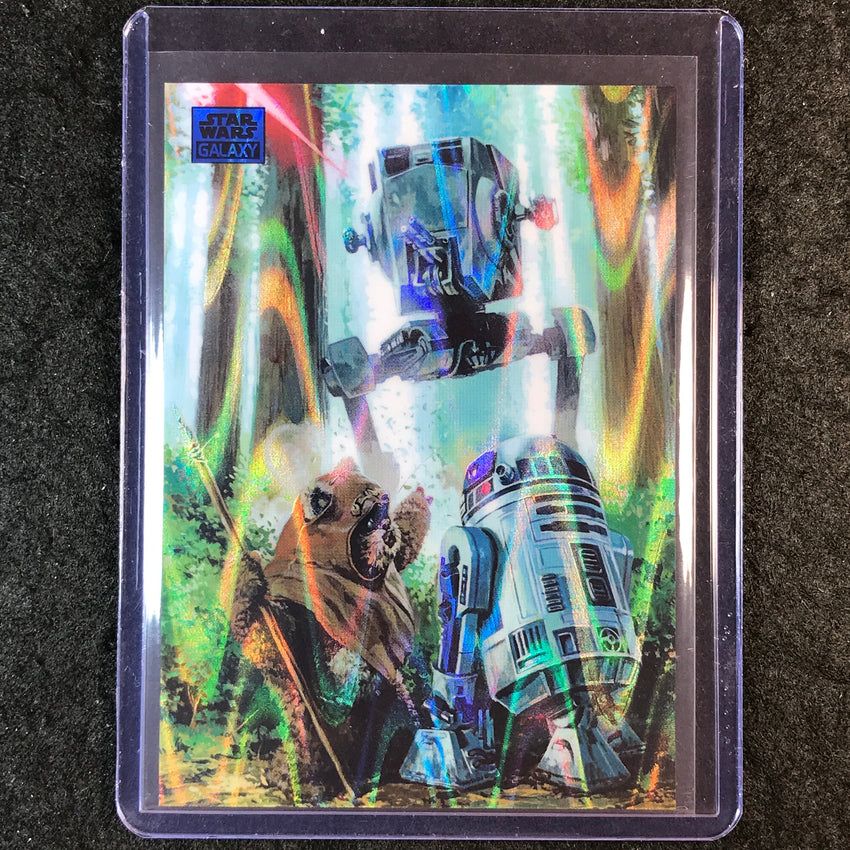 2025 Star Wars Chrome Galaxy WICKET AND R2-D2 Blue RayWave 76/175 #49