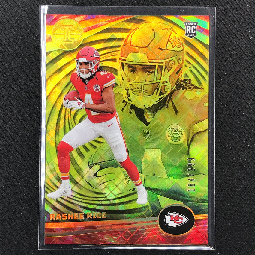 2023 Illusions Football Rashee Rice Rookie Base Yellow Diamond Trophy 184/299