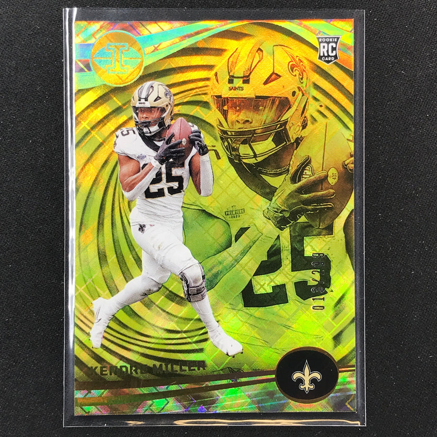 2023 Illusions Football Kendre Miller Rookie Base Yellow Diamond Trophy 13/299
