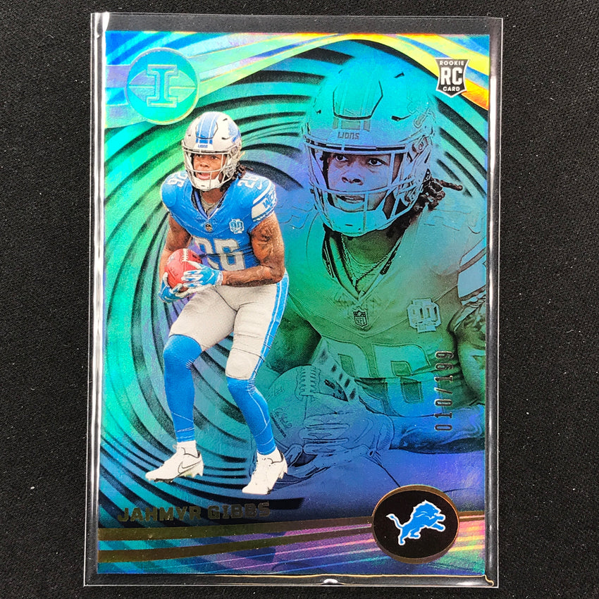 2023 Illusions Football Jahmyr Gibbs Rookie Base Light Blue Trophy 10/199 #38