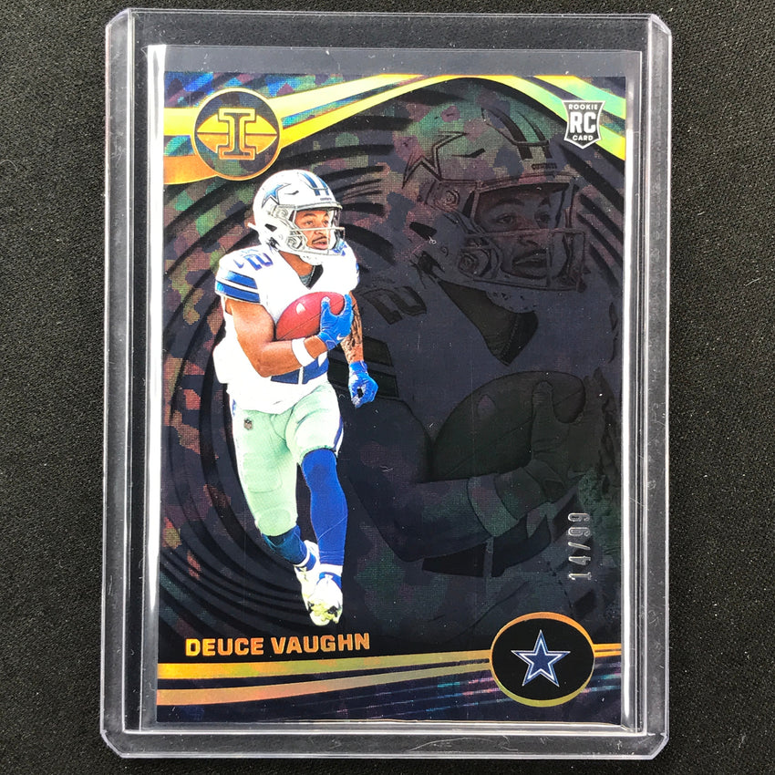 2023 Illusions Football Deuce Vaughn Rookie Base Black Ice Trophy 14/99