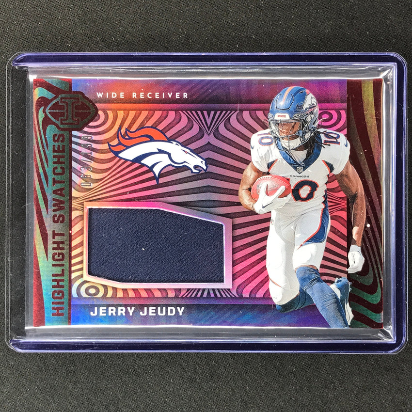 2023 Illusions Football Jerry Jeudy Highlight Swatches Jersey Relic Red 63/199