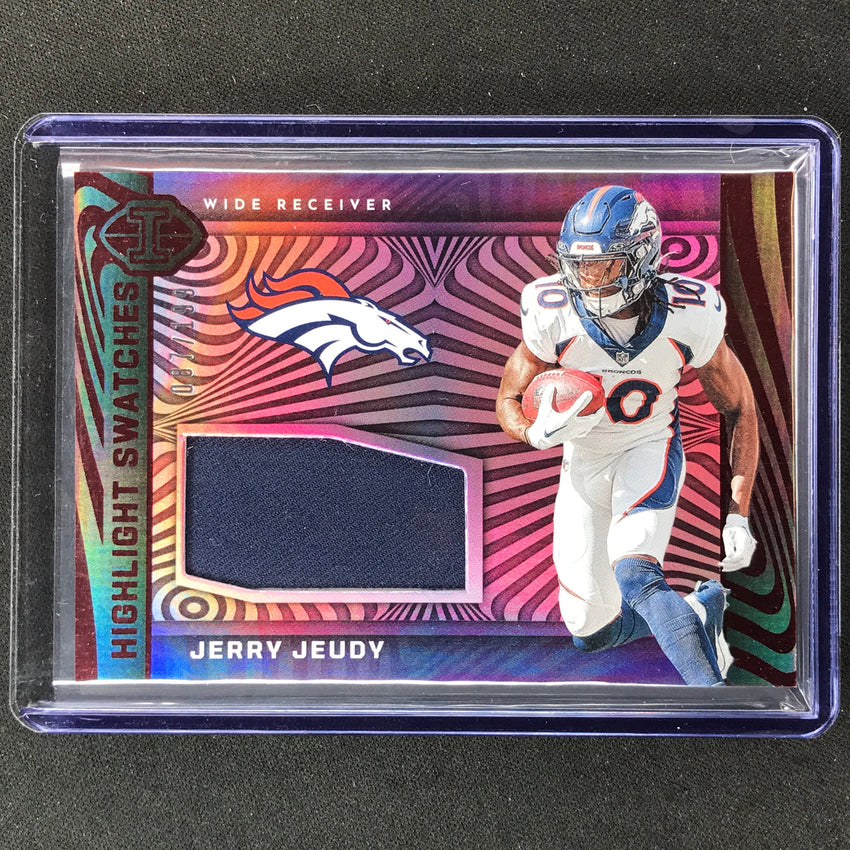 2023 Illusions Football Jerry Jeudy Highlight Swatches Jersey Relic Red 87/199