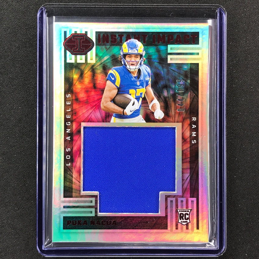 2023 Illusions Football Puka Nacua Instant Impact Rookie Jersey Relic Red 44/199