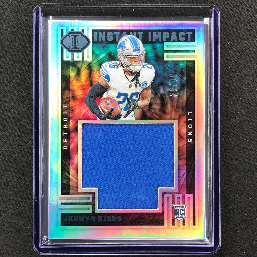 2023 Illusions Football Jahmyr Gibbs Instant Impact Rookie Jersey Blue 38/99