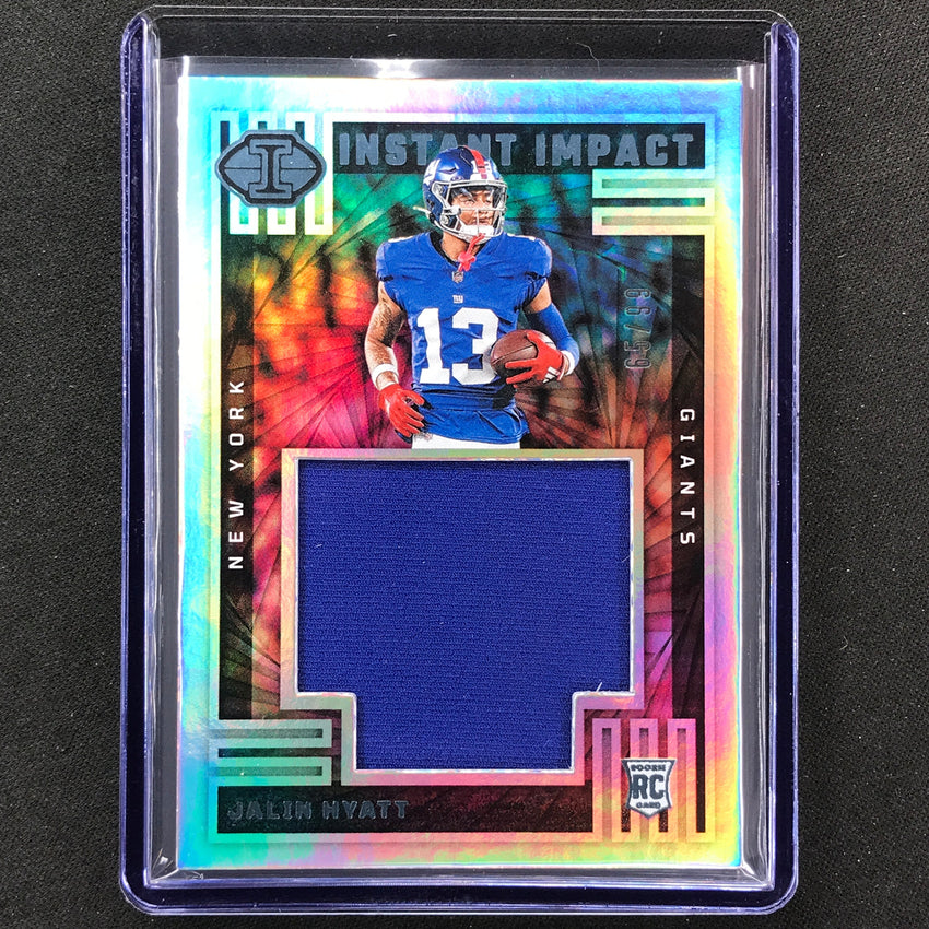 2023 Illusions Football Jalin Hyatt Instant Impact Rookie Jersey Blue 65/99